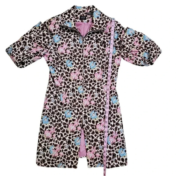 Nicole Miller Size 4 Floral Leopard Zip Up Jacket Coquette Y2K Statement - Picture 7 of 7